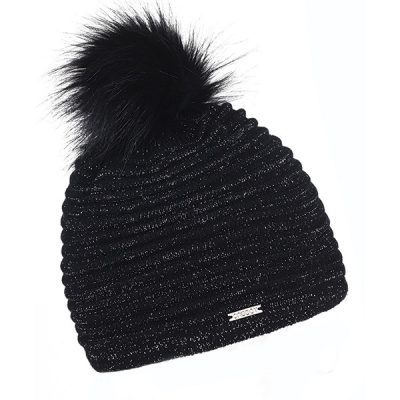 Blanka Black Faux Fur Beanie Hat