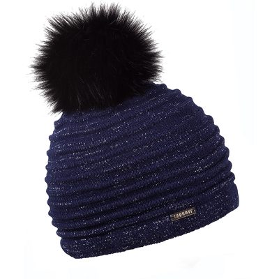 Blanka Navy Faux Fur Beanie Hat