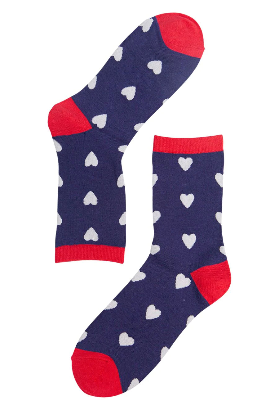 Navy & Red Heart Socks