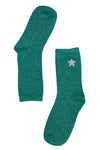 Green Embroidered Star Glitter Socks