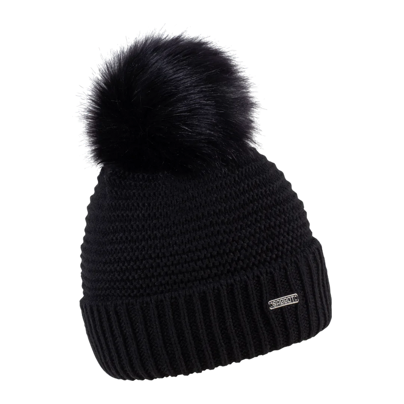 Eva Black Faux Fur Beanie Hat